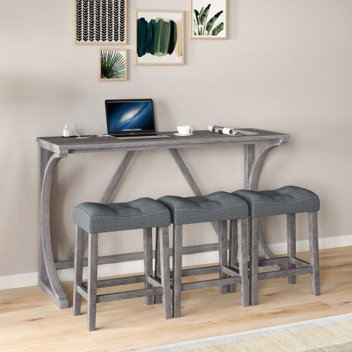 Bar Table Set With Power Socket, Bar Table And Chair Set For Living Room, Dining Room, Games Room