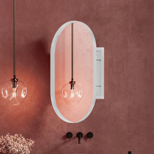 20x34 Inch Oval Recessed Metal Frame Bathroom Wall Cabinet With Mirror And Adjustable Shelves Unavailable Platforms- Temu