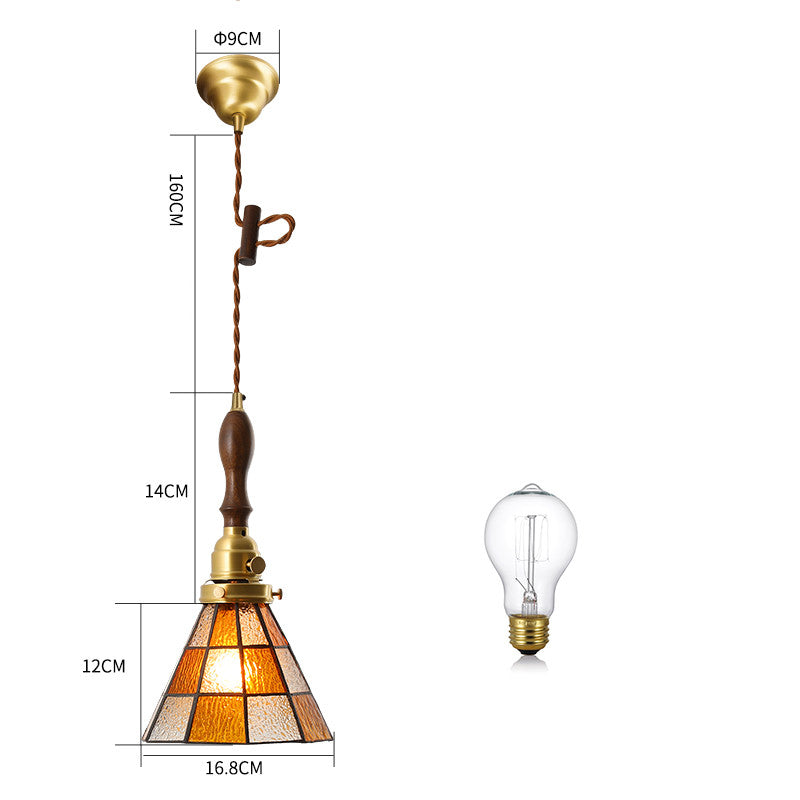 Brass Hand-Blown Glass Chandelier Light