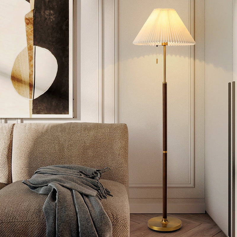 Wooden Pleated Floor Lamp