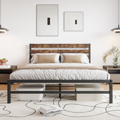 Rustic Brown Platform Bed