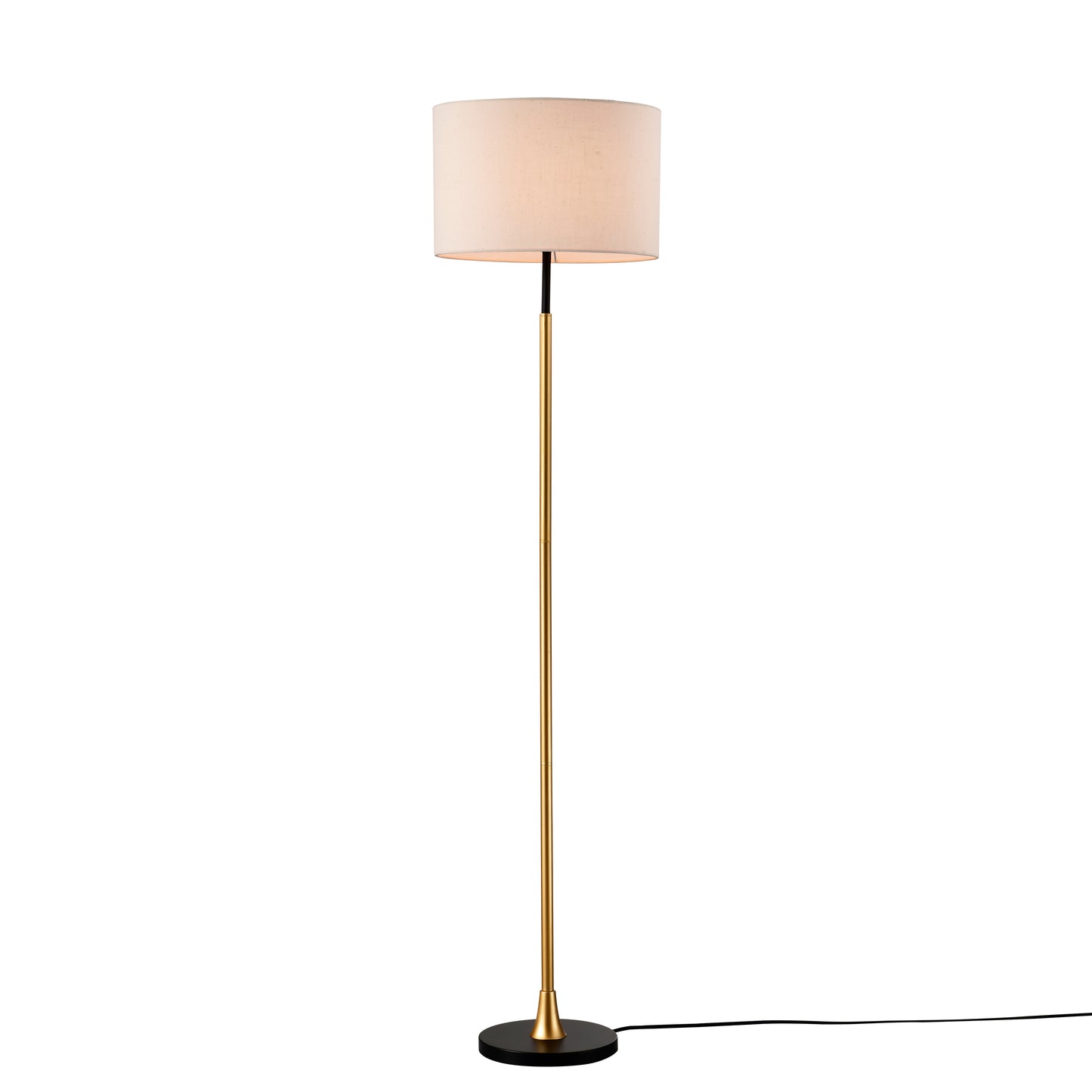 Floor Lamp For Living Room With Beige Lampshade, Standing Lamp Tall Industrial Floor Lamp Reading For Bedroom, Office No Included Bulb -Matte Black Matte Gold