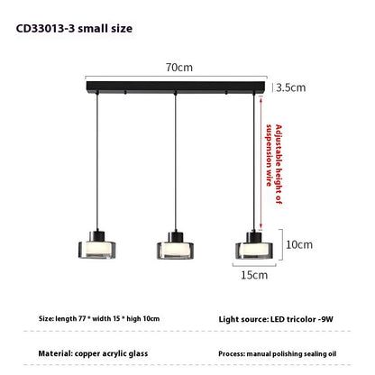 All-copper Bedroom Chandelier Simple Modern All-copper Glass