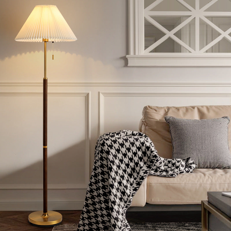 Wooden Pleated Floor Lamp