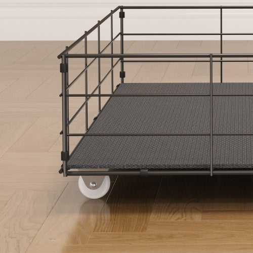 Estructura de Cama de Tamaño Completo con LED, 4 Cajones de Almacenamiento Portátiles Bajo la Cama, Diseño de Cabecero con Alas
