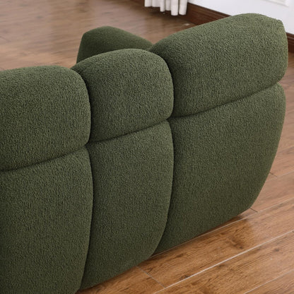 87.4 Length ,35.83inch Deepth ,human Body Structure For USA People, Marshmallow Sofa,boucle Sofa ,3 Seater, OLIVE GREEN BOUCLE