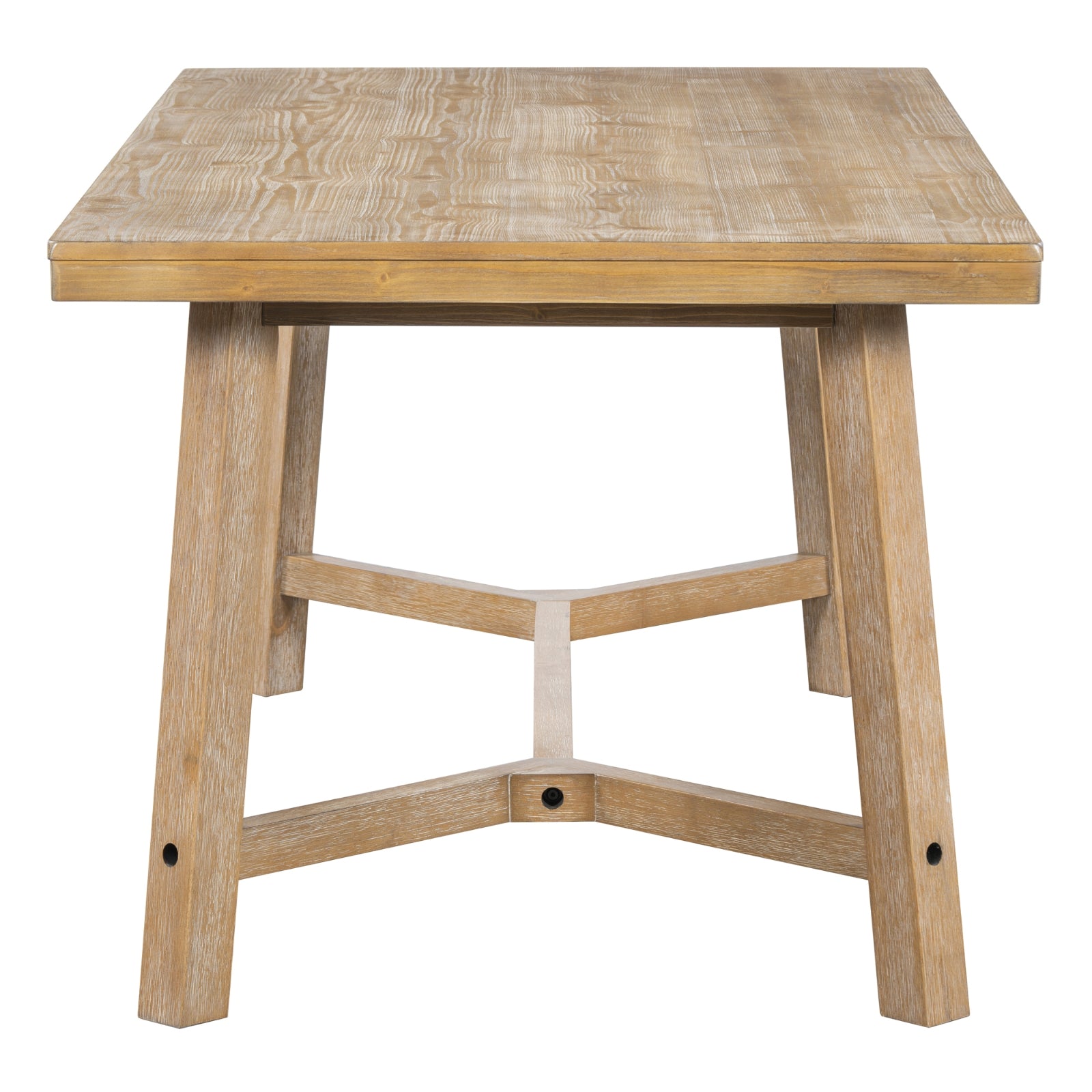 Conjunto de comedor TREXM de 6 piezas en estilo retro farmhouse, mesa rectangular y 4 sillas tapizadas con ratán