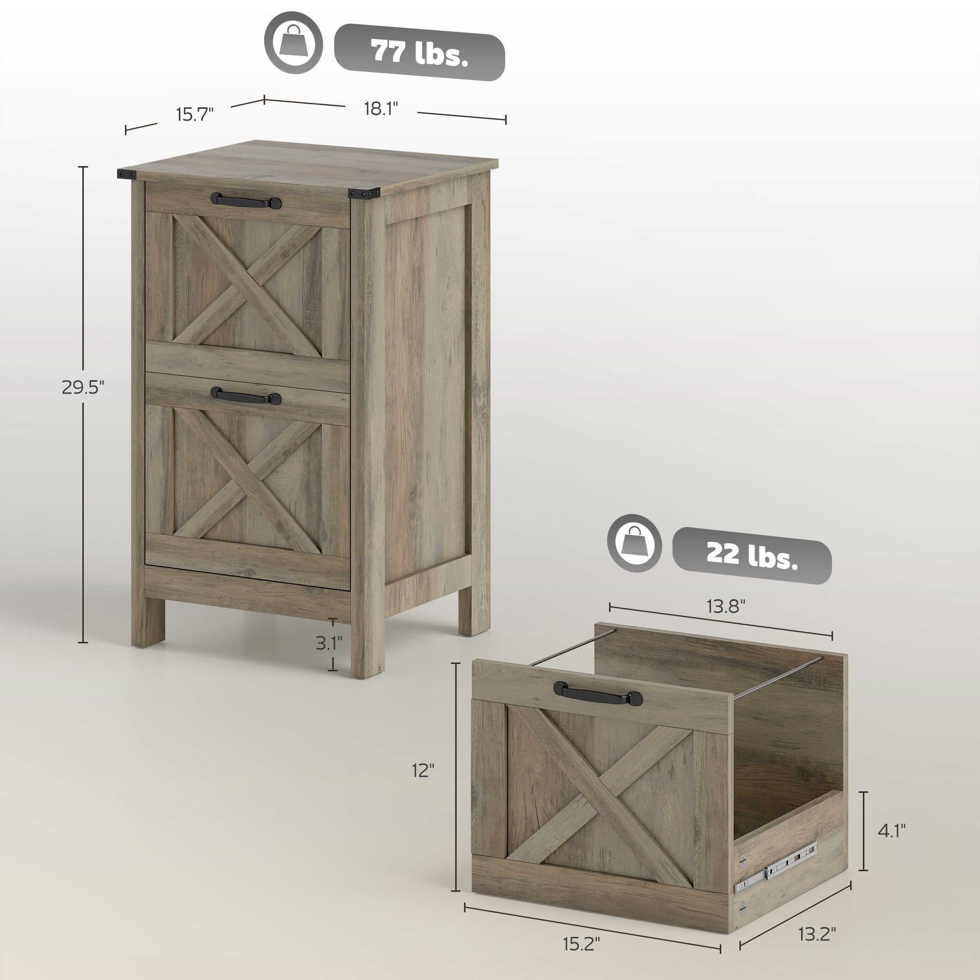 Rustic Wood File Cabinet