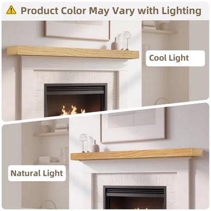 Fireplace Mantel, 60" Wood Floating Fireplace Shelf, Wall Mounted Handcrafted Wood Brack, Mantels Over Fireplace With Upgraded Resin End Caps,60" W X 8" Dx 3" H, Aged Oak