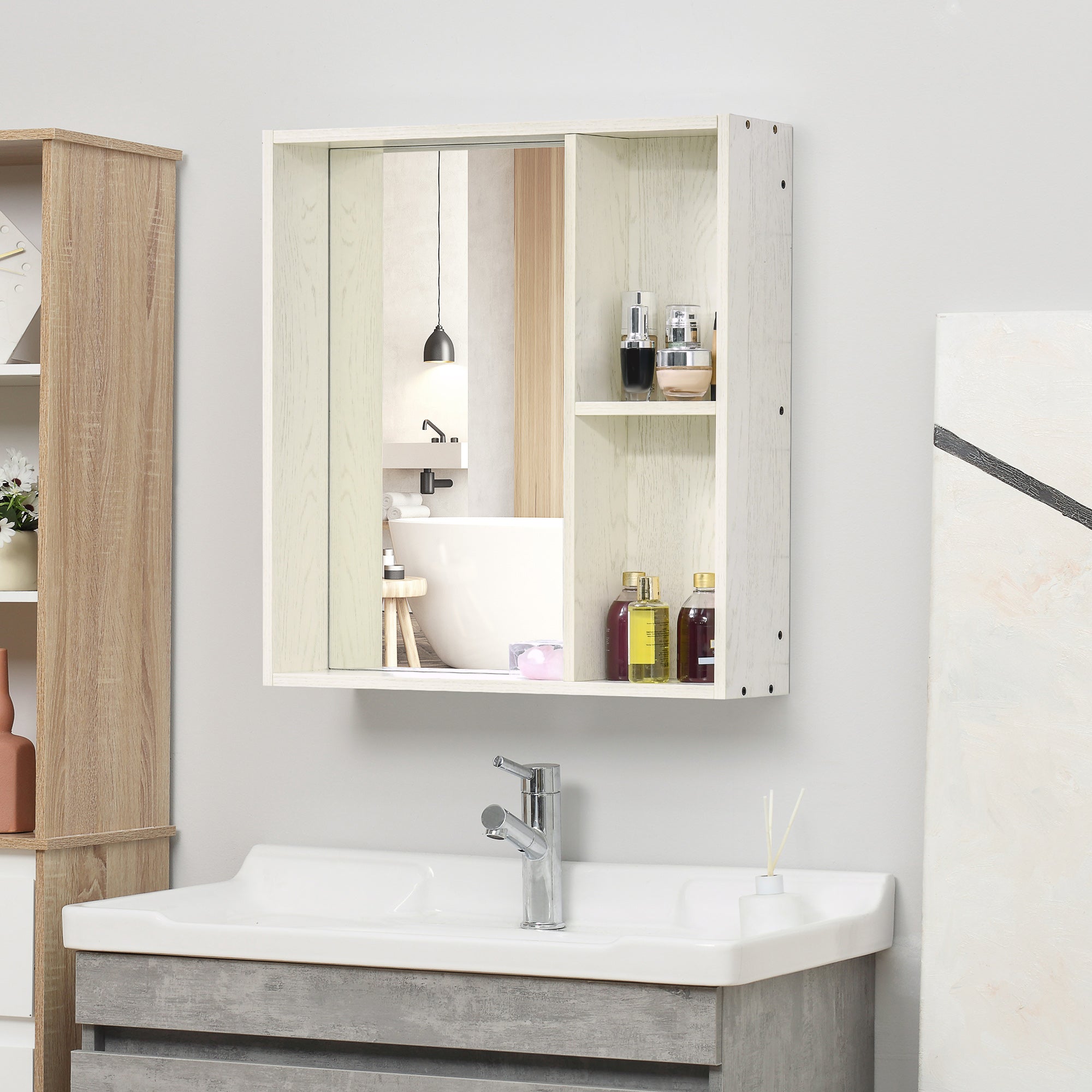 24,75" x 25,5" Badezimmer-Medikamentenschrank mit Spiegel