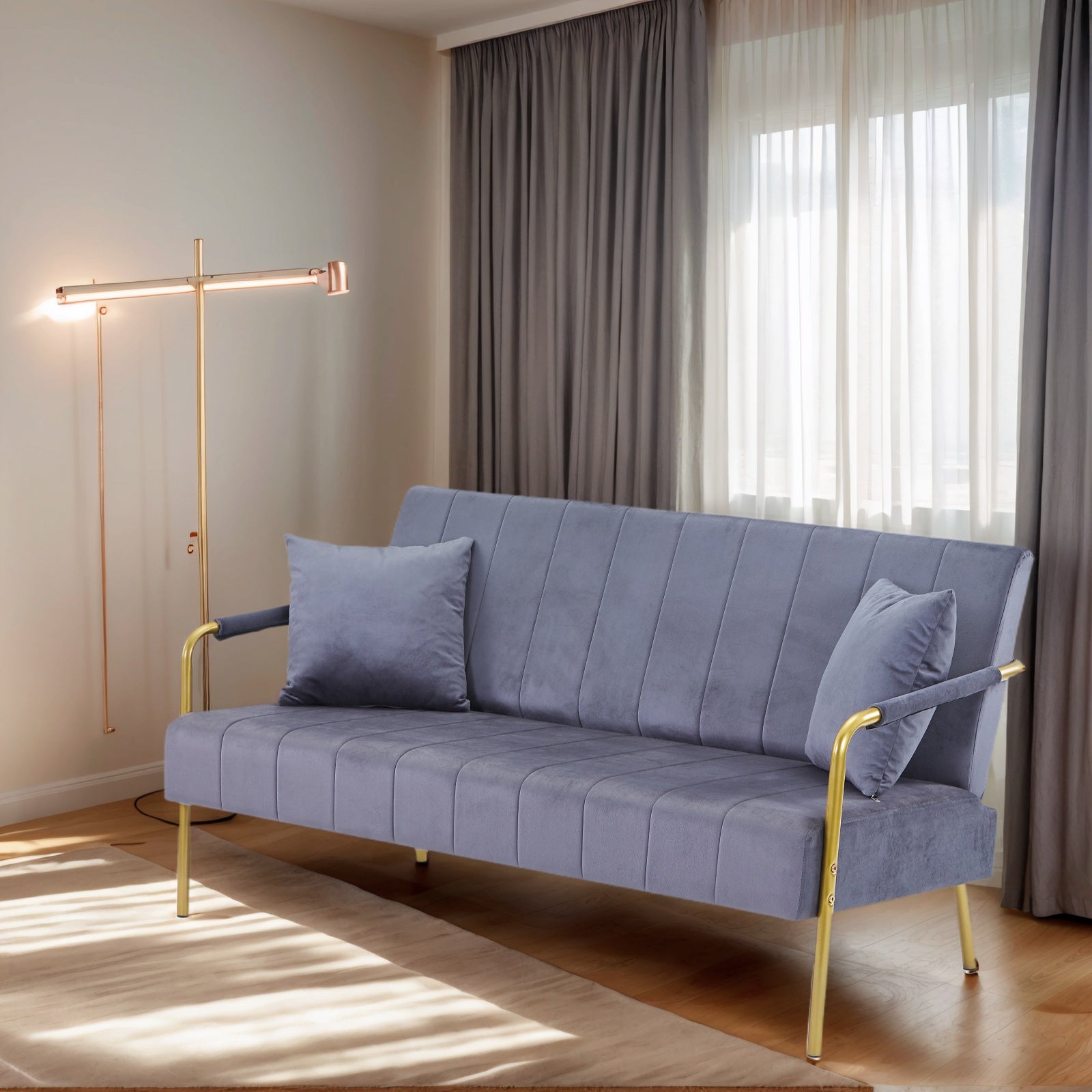 Grey Velvet Loveseat Sofa