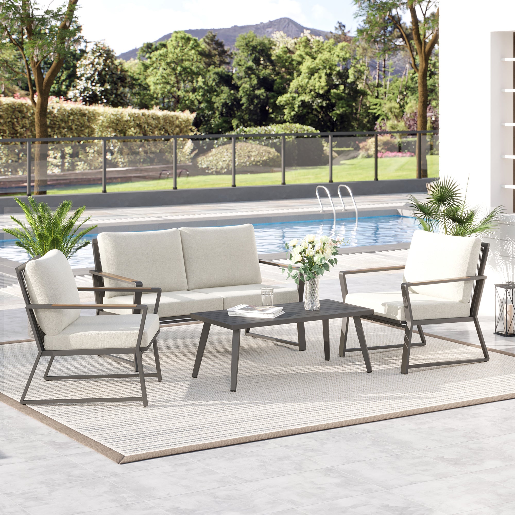 Juego de Muebles de Patio de 4 Piezas
