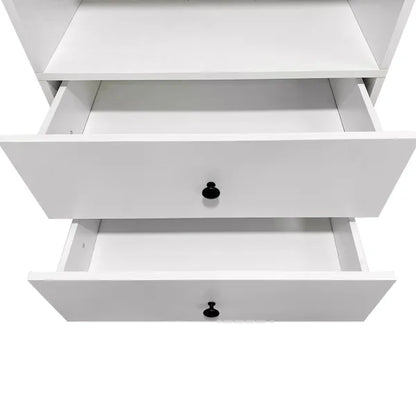 Livelylodge Modular Closet Organizer System: Modern White Open Wardrobe Closet For Bedroom Walk In Closet With 2 Drawers & 6 Shelves & 1 Hanging Rods Storage Closet 54.6"L*17.16"W*70.2"H