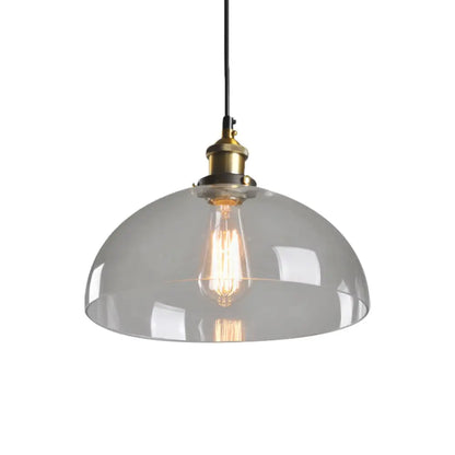 8"/10" Dia Single Bulb Ceiling Pendant Warehouse Globe/Half-Globe Clear Glass Hanging Light Fixture - Brass Finish