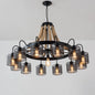 8/12-Light Cylinder Chandelier with Black Metal Mesh and Rope Cord for Restaurants