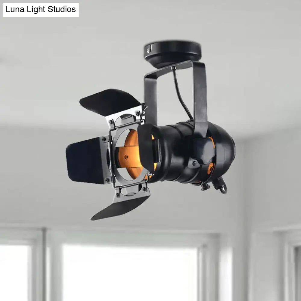 Lámpara de techo DecorBites™ de estilo industrial de 8"/12" de ancho con cabezal giratorio y pantalla metálica. Lámpara de techo de color negro para sala de estar.