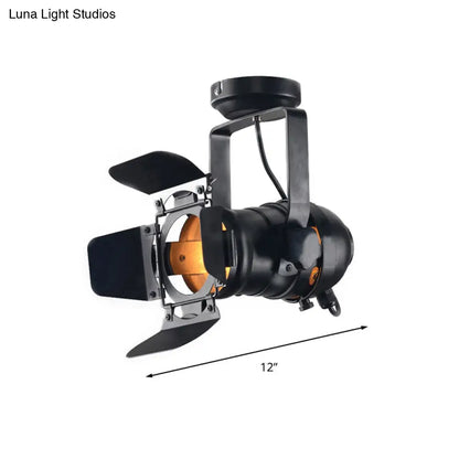 Lámpara de techo DecorBites™ de estilo industrial de 8"/12" de ancho con cabezal giratorio y pantalla metálica. Lámpara de techo de color negro para sala de estar.