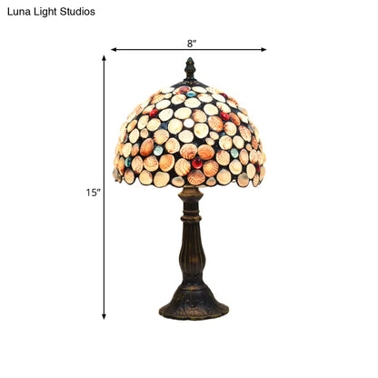 Lámpara de mesilla de noche estilo Tiffany de 8"/12" de ancho, con forma de concha de bronce y diseño en forma de cuenco para dormitorio