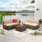 8 Piece L-Shape Patio Furniture Set with Fire Pit