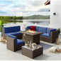 8 Piece L-Shape Patio Furniture Set with Fire Pit