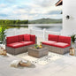 8 Piece L-Shape Patio Furniture Set with Fire Pit