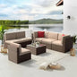 8 Piece L-Shape Patio Furniture Set with Fire Pit