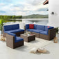 8 Piece L-Shape Patio Furniture Set with Fire Pit