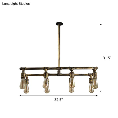 مصباح جزيرة برونزي من ديكوربايتس™ مزود بـ 8 مصابيح مع لمبات معدنية مكشوفة - مصباح معلق لغرفة النوم