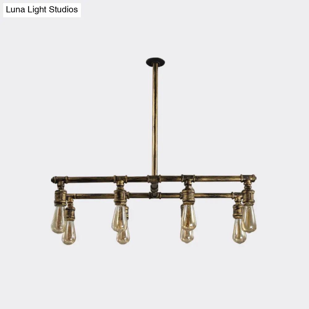 مصباح جزيرة برونزي من ديكوربايتس™ مزود بـ 8 مصابيح مع لمبات معدنية مكشوفة - مصباح معلق لغرفة النوم