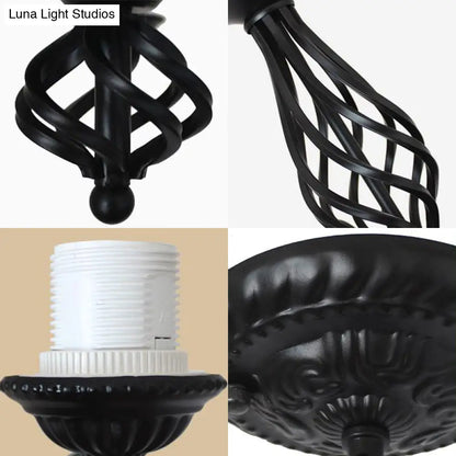 Lámpara colgante trapezoidal náutica de 8 luces con pantalla de cristal azul para sala de estar