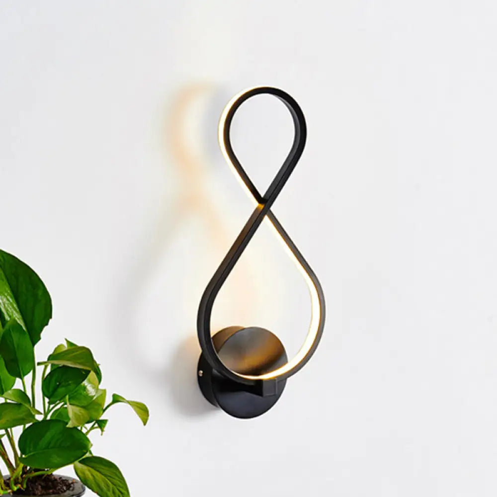 ديكوربايتس™ - شمعدان حائط LED أكريليكي على شكل 8 قطع باللونين الأسود والأبيض - إضاءة دافئة/بيضاء