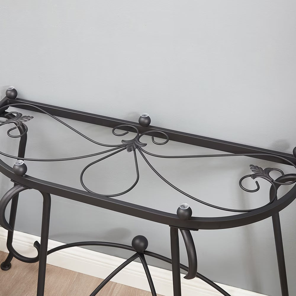Black Glass Console Table