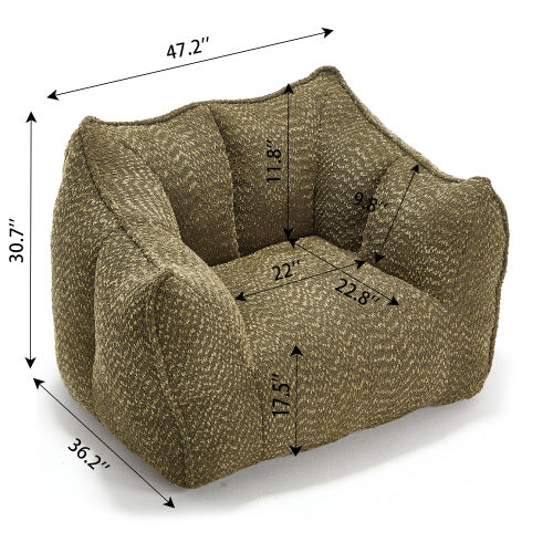 Compressed Plush Bean Bag Sofa Couch- High-Resilience Foam Filled, Ultra-Soft Boucle Lounge Chair For One Or Two People, Cozy Living Room Seating For Reading, Gaming & Relaxing, Space-Saving Vacuum