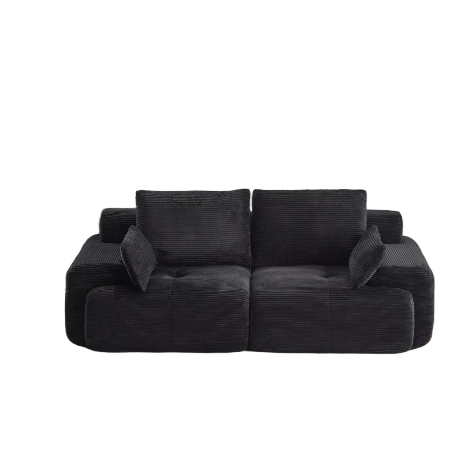 Sofá Comprimido de Espuma de Memoria Moderna, Sofá Seccional Grande de 2 Plazas para Sala de Estar, Sofá Seccional Modular en Forma de Nube Amigable con Mascotas, Tela de Corduroy, Loveseat Extra Profundo, Sin Ensamblaje Requerido, Negro