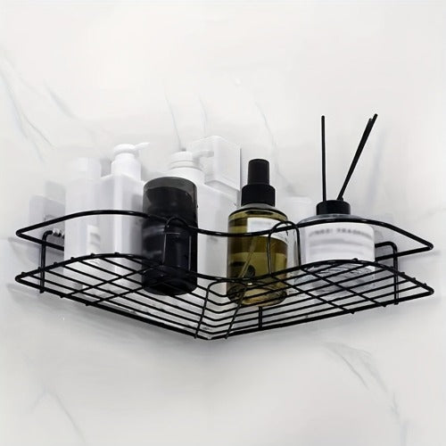 Estante de baño montado en la pared de 1 pieza, soporte para ducha, estante de almacenamiento triangular sin perforaciones para baño y cocina, accesorios de baño