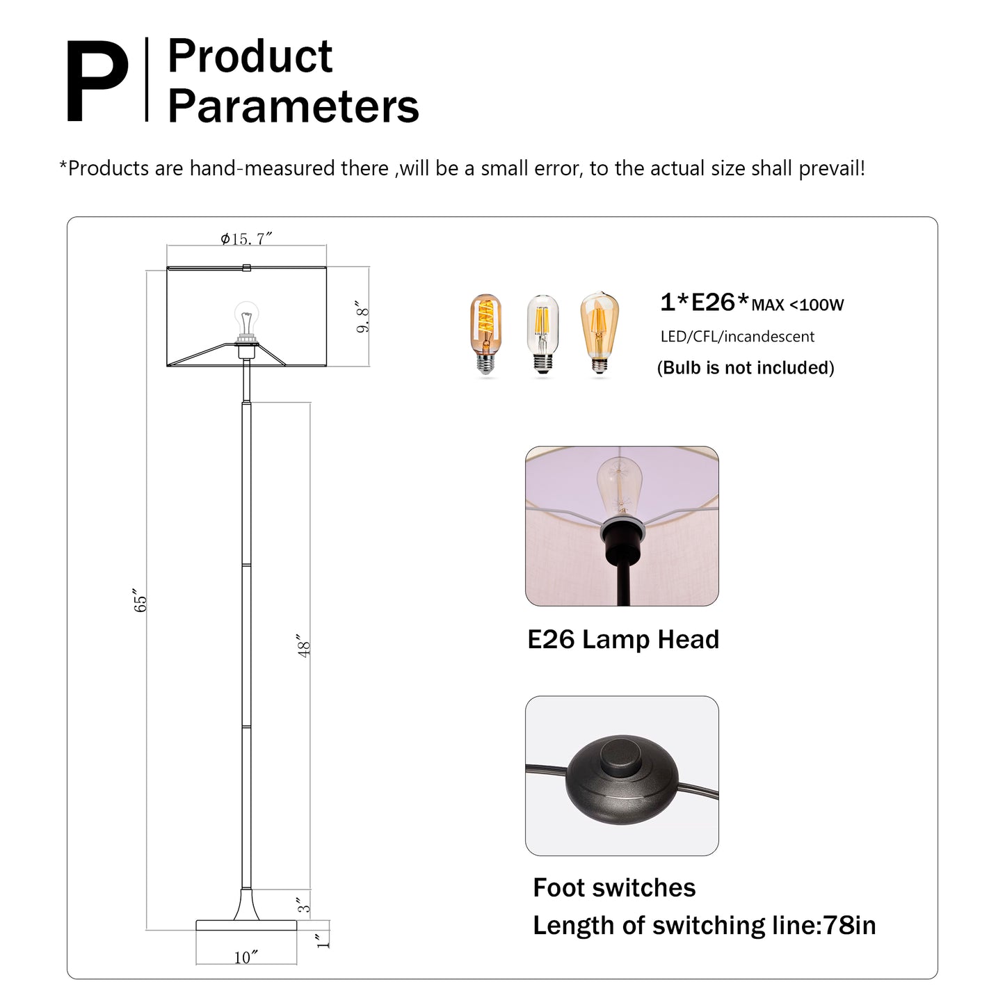 Floor Lamp For Living Room With Beige Lampshade, Standing Lamp Tall Industrial Floor Lamp Reading For Bedroom, Office No Included Bulb -Matte Black Matte Gold