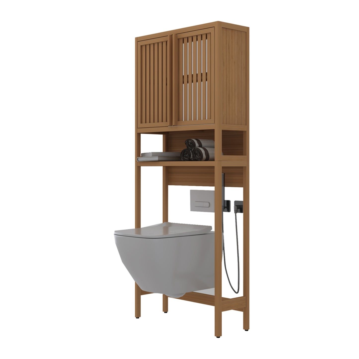 Toilet Storage Rack, Independent Bathroom, Laundry Room, Space Saving, Natural Color