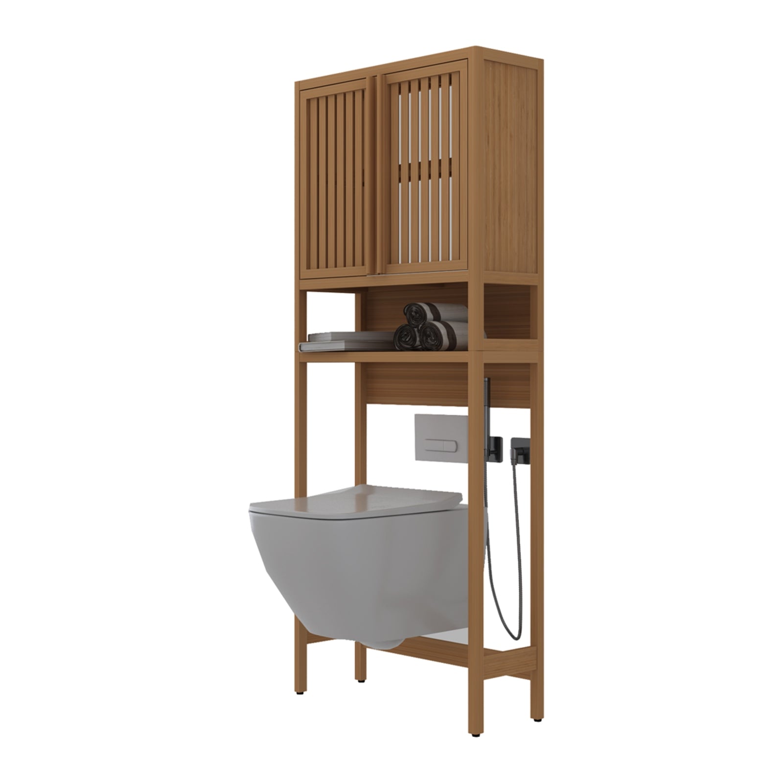Estante de Almacenamiento para Baño, Baño Independiente, Lavandería, Ahorro de Espacio, Color Natural