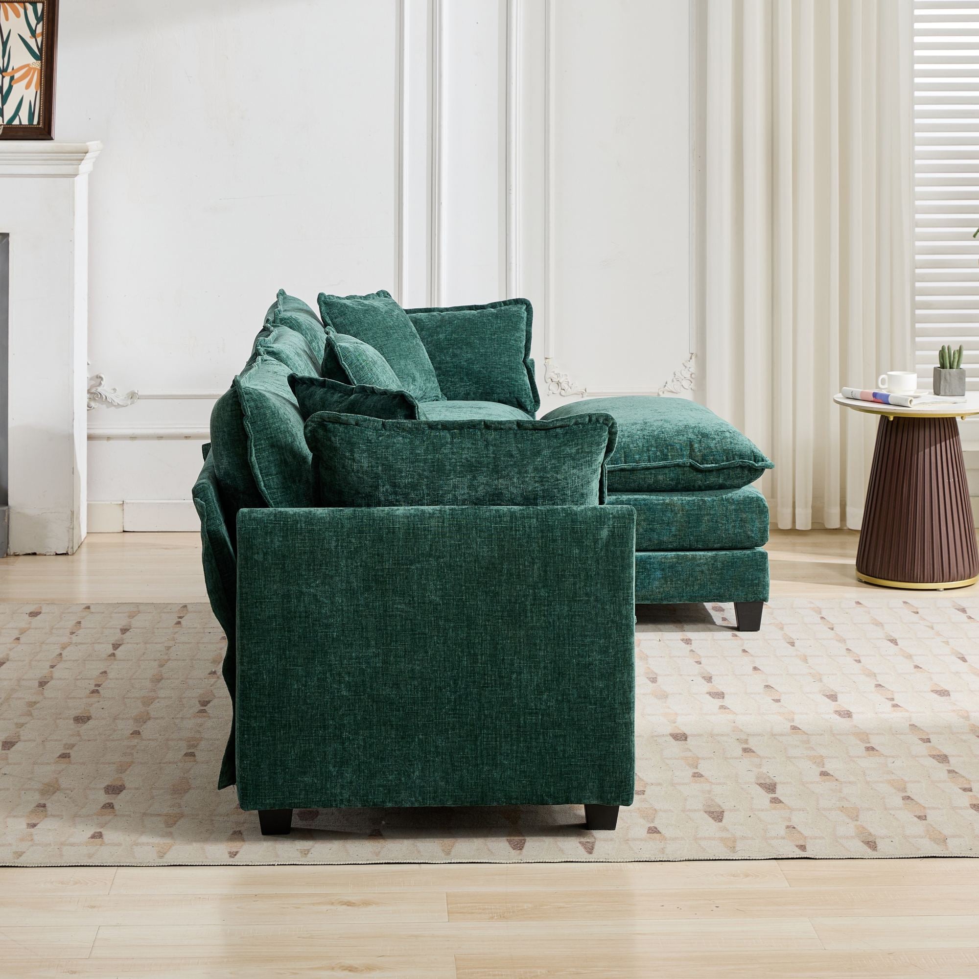 Green Chenille Double Sofa
