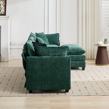 Cloud Sofa Two Seats The Cushion On The Armrest Not Included, Modern Sectional Couch, For Apartment, Comfy Double Layer Upholstered Seat Cushion, Breathable Chenille Fabric,Green,SW504AGN