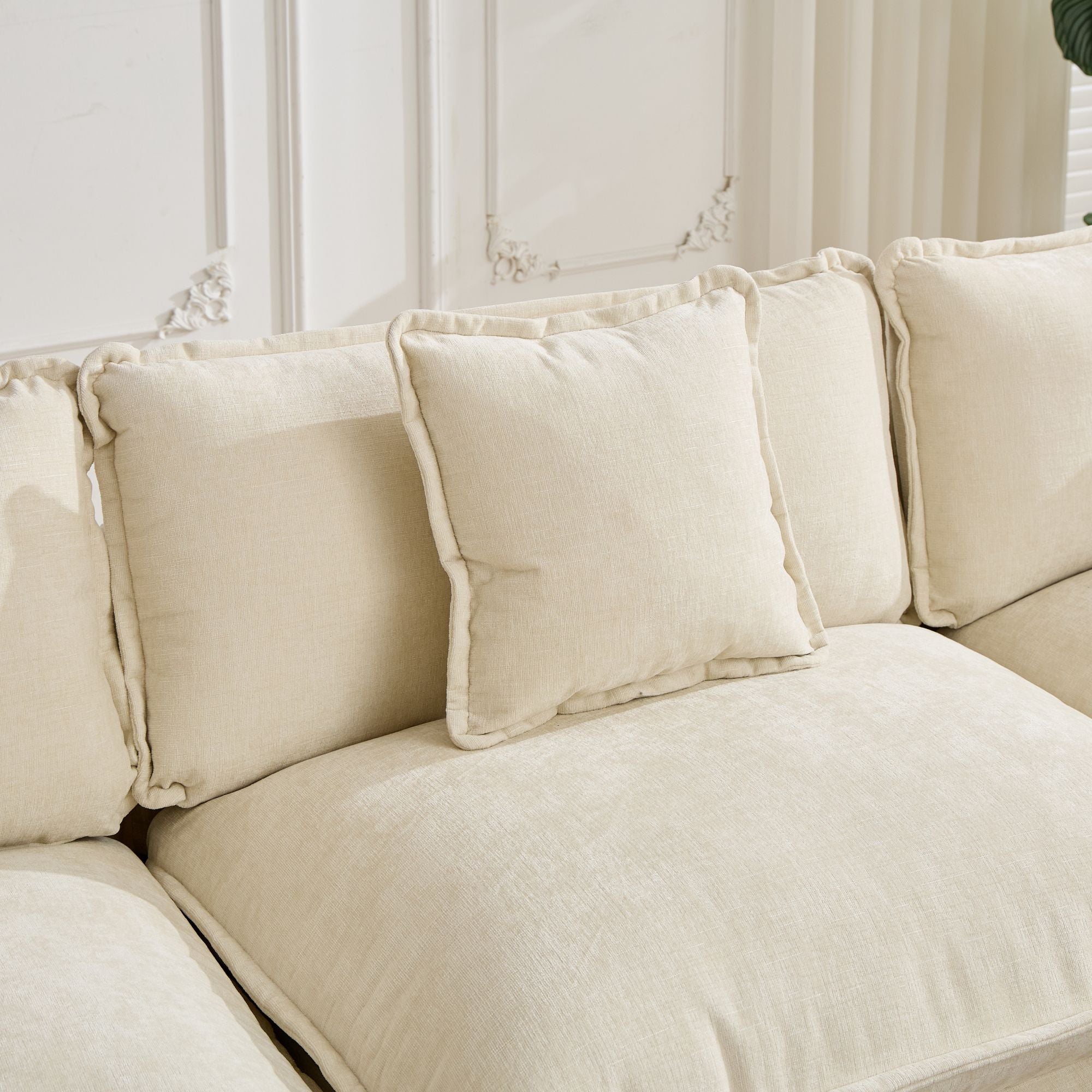 Sofá Nube Dos Asientos El Cojín En El Reposabrazos No Incluido, Sofá Seccional Moderno, Para Apartamento, Cojín de Asiento Tapizado en Doble Capa Cómodo, Tejido de Chenilla Transpirable, Beige, SW504ABG