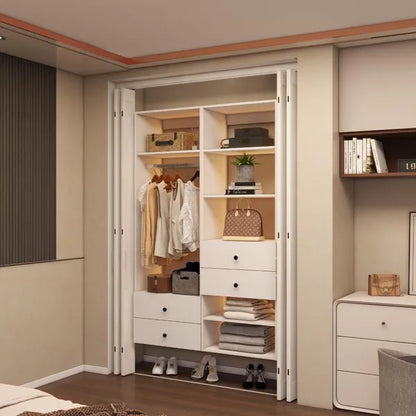 Tall Closet System With Closet Drawers,White Walk-in Closet Organizers And Storager