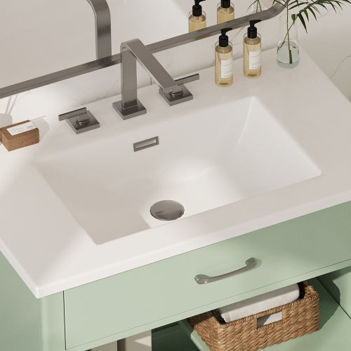 Green Glass Vanity Cabinet