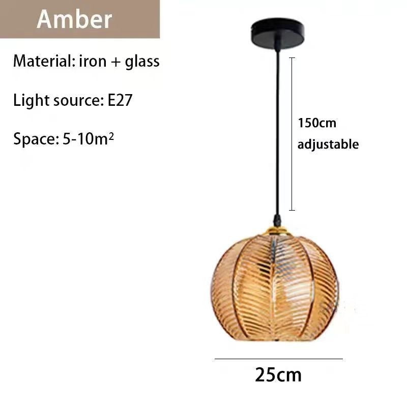 Leaf Pattern Glass Chandelier