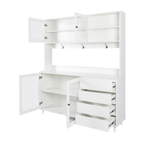 White Kitchen Hutch Cabinet Spacious Storage Kitchen
