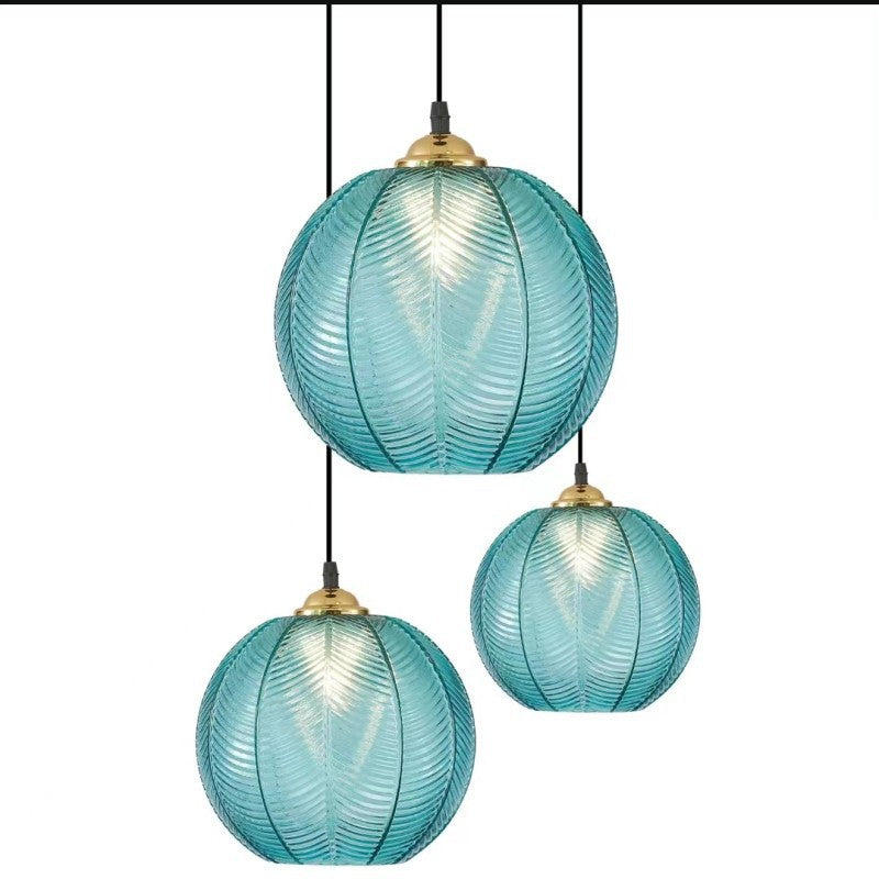Creative Bedroom Light Leaf Pattern Glass Chandelier