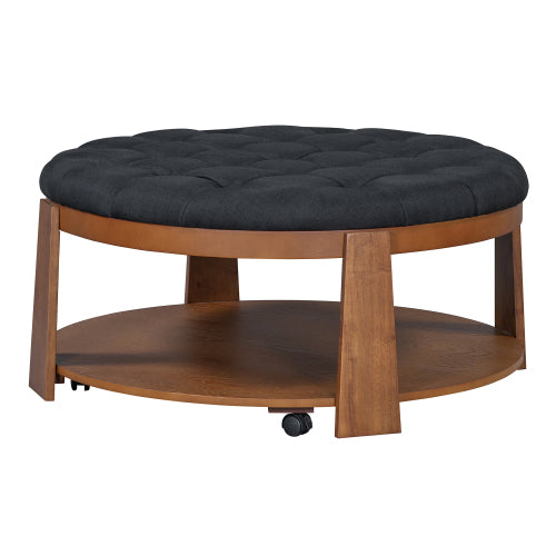Linen Round Ottoman Table