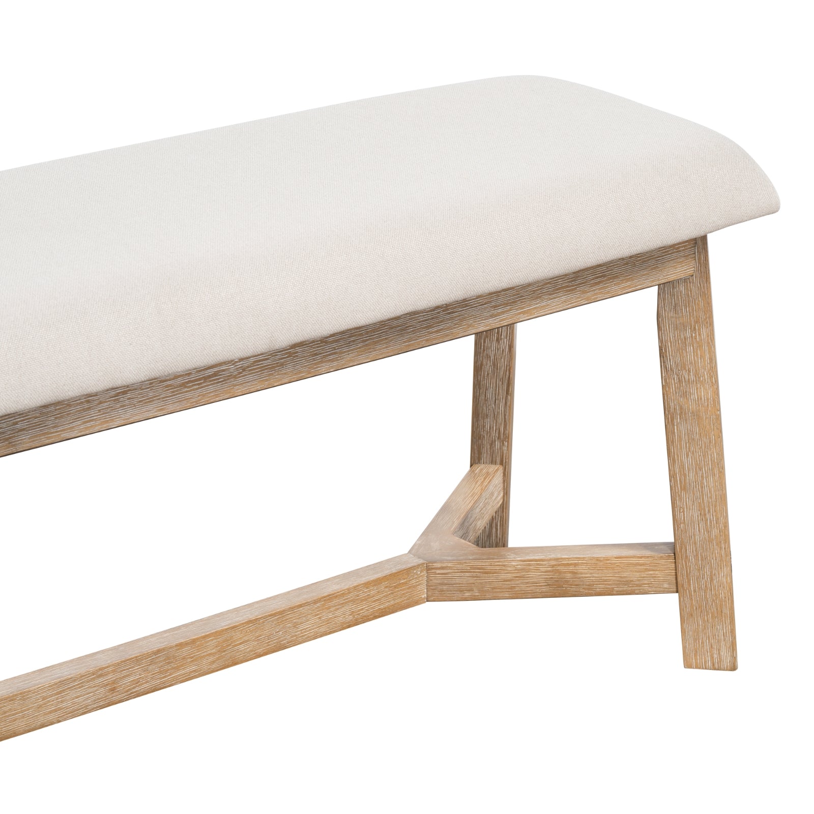 Conjunto de comedor TREXM de 6 piezas en estilo retro farmhouse, mesa rectangular y 4 sillas tapizadas con ratán