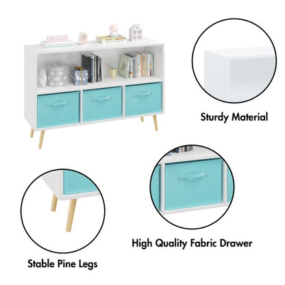 Fiberboard Children's Bookshelf With Foldable Fabric Drawers