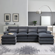 Nuevo Sofá Seccional Moderno en Forma de U, de 6 Asientos con Almohadas para la Cintura 109.8 55.9